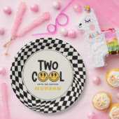 2. Geburtstagslächeln Gesicht Retro Schwarz-weiß G Pappteller (Party)