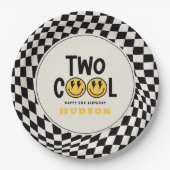 2. Geburtstagslächeln Gesicht Retro Schwarz-weiß G Pappteller (Vorderseite)