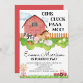 2. Geburtstagsparty der Landtiere Einladung (Vorne/Hinten)