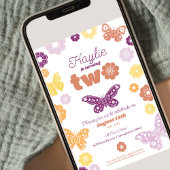 2. Geburtstagsparty Retro Butterfly Geburtstag Einladung