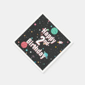 2. Geburtstagsraketenschiff und Planeten Serviette (Ecke)