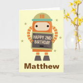 2. Geburtstagsrobot Vintage personalisierte Karte (Gelbe Blume)