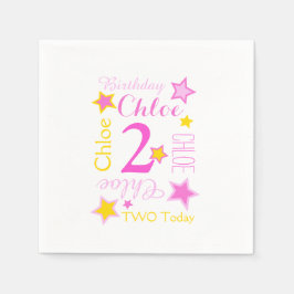 2. Geburtstagsstern mit dem Namen Grafikgelb pink Serviette