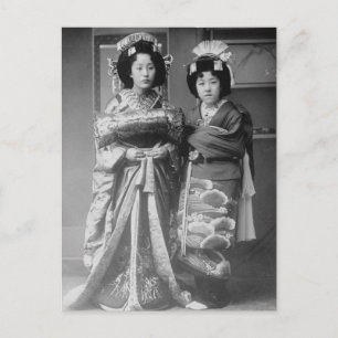 2 Geisha-Mädchen Vintage-Japanisches-Photo Postkarte