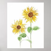 2 Gelbe Sonnenblumenfarbe und Aquarellfarbe Poster (Vorne)