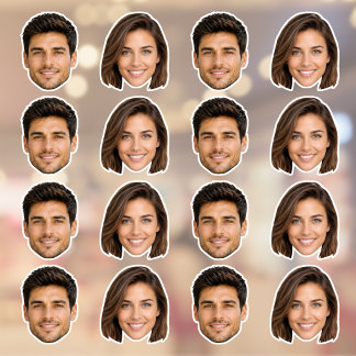 2 Gesichts-Fotos als individuell zugeschnittenes V Aufkleber