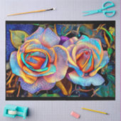 2 Glossy Schöne Rose Kunst, Dichtung und Musik Seidenpapier (Basteln)