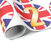 2 Großbritannien-Gold Geschenkpapier (Rolleneckpunkt)