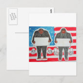2 große Fußtexte, auf der U.S.A. Flag. Postkarte (Vorne/Hinten)