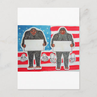 2 große Fußtexte, auf der U.S.A. Flag. Postkarte
