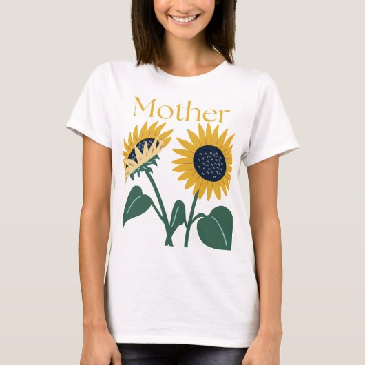 2 große Sonnenblumen mit "Mutter" T-Shirt (Vorderseite)
