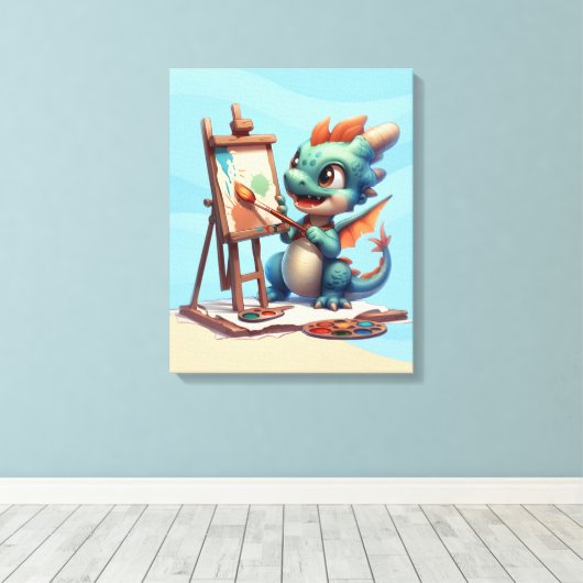 #2 Großer Drache mit großen Augen Leinwanddruck (Insitu (Holzboden))
