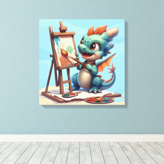 #2 Großer Drache mit großen Augen Leinwanddruck (Insitu (Holzboden))