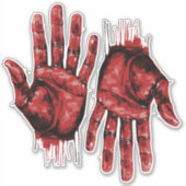 2 Halloween Bloody Severed Hands Aufkleber (Vorderseite)