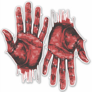 2 Halloween Bloody Severed Hands Aufkleber