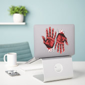 2 Halloween Bloody Severed Hands Aufkleber (Laptop auf Schreibtisch)