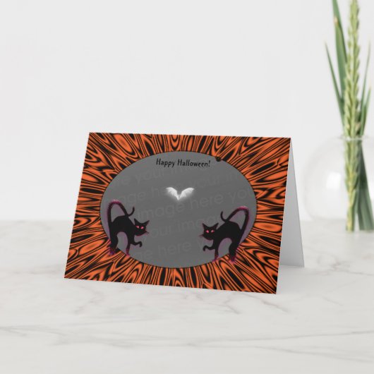 2 Halloween Cats Foto Holder! Karte (Vorderseite)