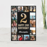 2. Happy Birthday Black and Gold Foto Collage