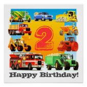 2. Happy Birthday Custom Construction Truck Poster (Vorderseite)