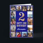 2. Happy Birthday Navy Blue & Gold Foto Collage Karte<br><div class="desc">2. Happy Birthday Navy Blue und Gold Foto Collage Geburtstagskarte. Für weitere Anpassungen klicken Sie bitte auf die Schaltfläche "Anpassen" und verwenden Sie unser Designwerkzeug,  um diese Vorlage zu ändern.</div>