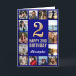 2. Happy Birthday Navy Blue & Gold Foto Collage Karte<br><div class="desc">2. Happy Birthday Navy Blue und Gold Foto Collage Geburtstagskarte. Für weitere Anpassungen klicken Sie bitte auf die Schaltfläche "Anpassen" und verwenden Sie unser Designwerkzeug,  um diese Vorlage zu ändern.</div>