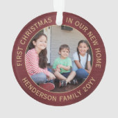 2 Hausbilder 1. Weihnachten Neue Zuhause rot gebür Ornament (Rückseite)