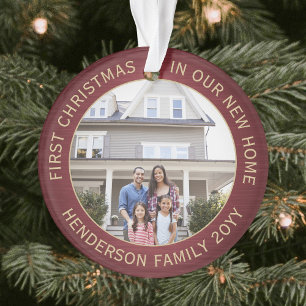 2 Hausbilder 1. Weihnachten Neues Zuhause Gebürste Ornament