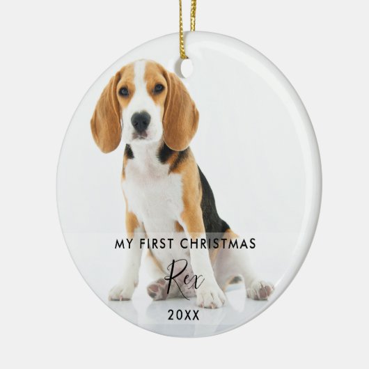 2 Haustier Katze Foto Meine ersten Weihnachten Keramik Ornament (Links)