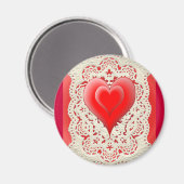2 HEARS & LACE von SHARON SHARPE Magnet (Vorderseite/Rückseite)