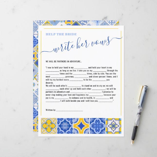 2 Helfen Sie der Braut, ihr Brautparty zu schreibe (Vorderseite/Rückseite Beispiel)