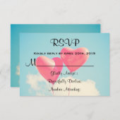 2 Helle Rotes Herz geformt Ballons UAWG RSVP Karte (Vorne/Hinten)