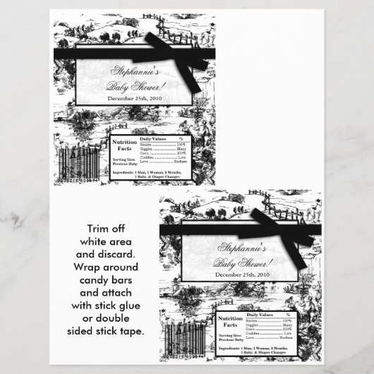 2 Hershey's Large Bar Wrapper Black Toile Fabric Flyer (Vorne)