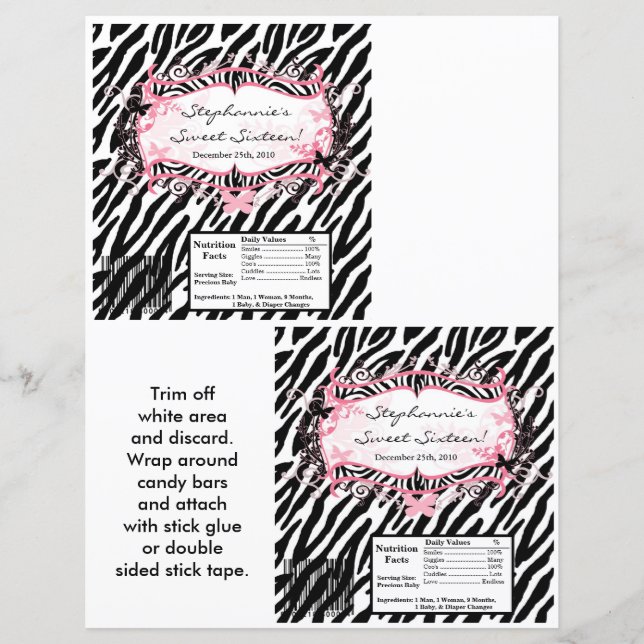 2 Hershey's Large Bar Wrapper Butterfly Zebra Prin (Vorderseite)