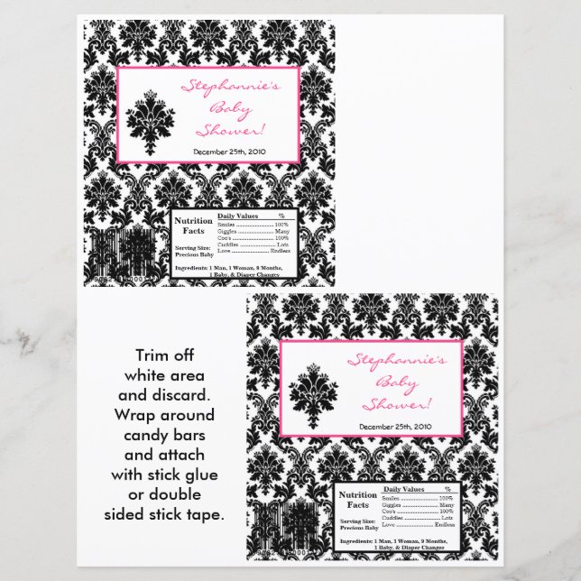 2 Hershey's Large Bar Wrapper Hot Pink Black Damas (Vorderseite)