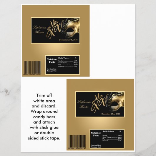 2 Hershey's Large Bar Wrapper Mis XV Gold Flyer (Vorne)