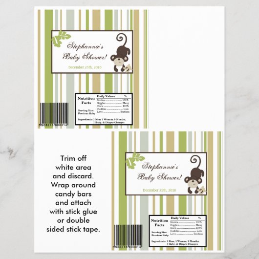 2 Hershey's Large Bar Wrapper Monkey Time Zoo Anim Flyer (Vorne)