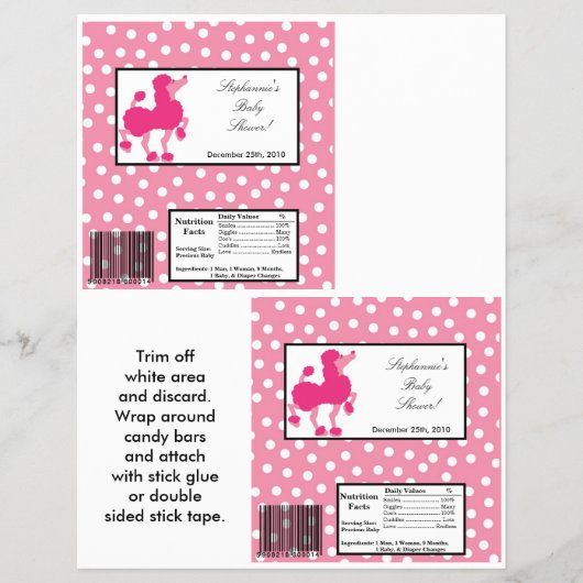 2 Hershey's Large Bar Wrapper Pink Poodle Paris Flyer (Vorne)