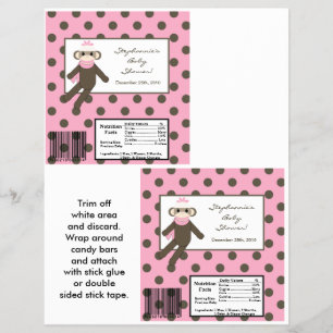 2 Hershey's Large Bar Wrapper Pink Sock Monkey Flyer