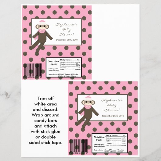 2 Hershey's Large Bar Wrapper Pink Sock Monkey Flyer (Vorne)