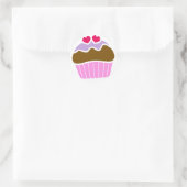 2 Herz Blueberry Iced Cupcake Runder Aufkleber (Tasche)