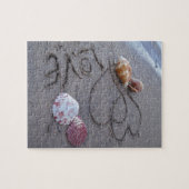 2 Herz im Sand mit Muscheln mit Liebe Puzzle (Horizontal)