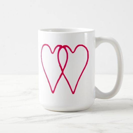 2 Herz-zusammen Weiß die MUSEUM Zazzle Geschenke Kaffeetasse (Rechts)
