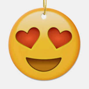 2 Herzen emoji Keramikornament
