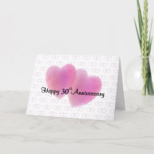 2 Herzen Glücklicher 30. Hochzeitstag Karte