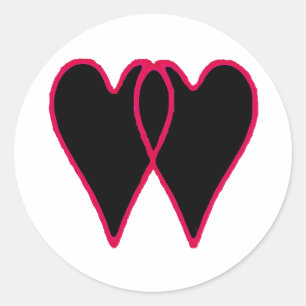 2 Herzen schwärzen zusammen die MUSEUM Zazzle Runder Aufkleber