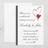 2 Herzen stoßen Hochzeits-Einladung zusammen Einladung (Vorne/Hinten)