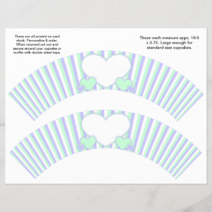 2 Herzen und Streifen Personalisierte Cupcake-Verp Flyer