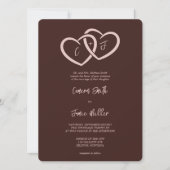 2 Herzen verbunden mit den Initials Sienna Wedding Einladung (Vorderseite)