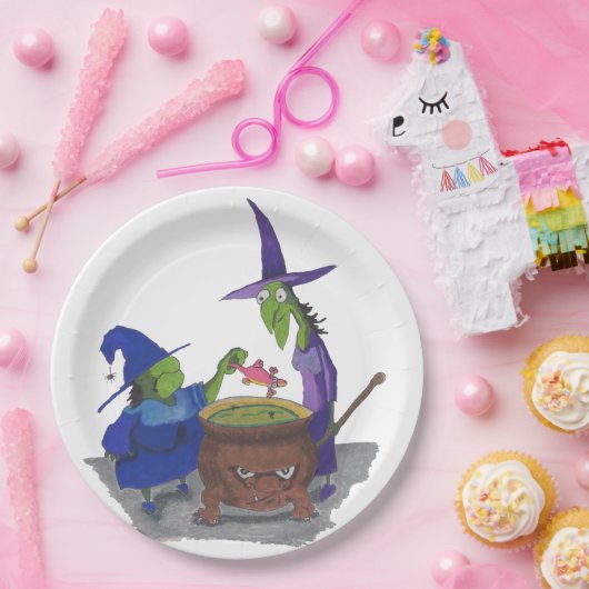 2 Hexen Brautrank in Cauldron Halloween Pappteller (Party)