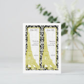 2 Hochzeit in Paris Black Damask Rett Date Lesezei Ankündigungspostkarte (Stehend Vorderseite)